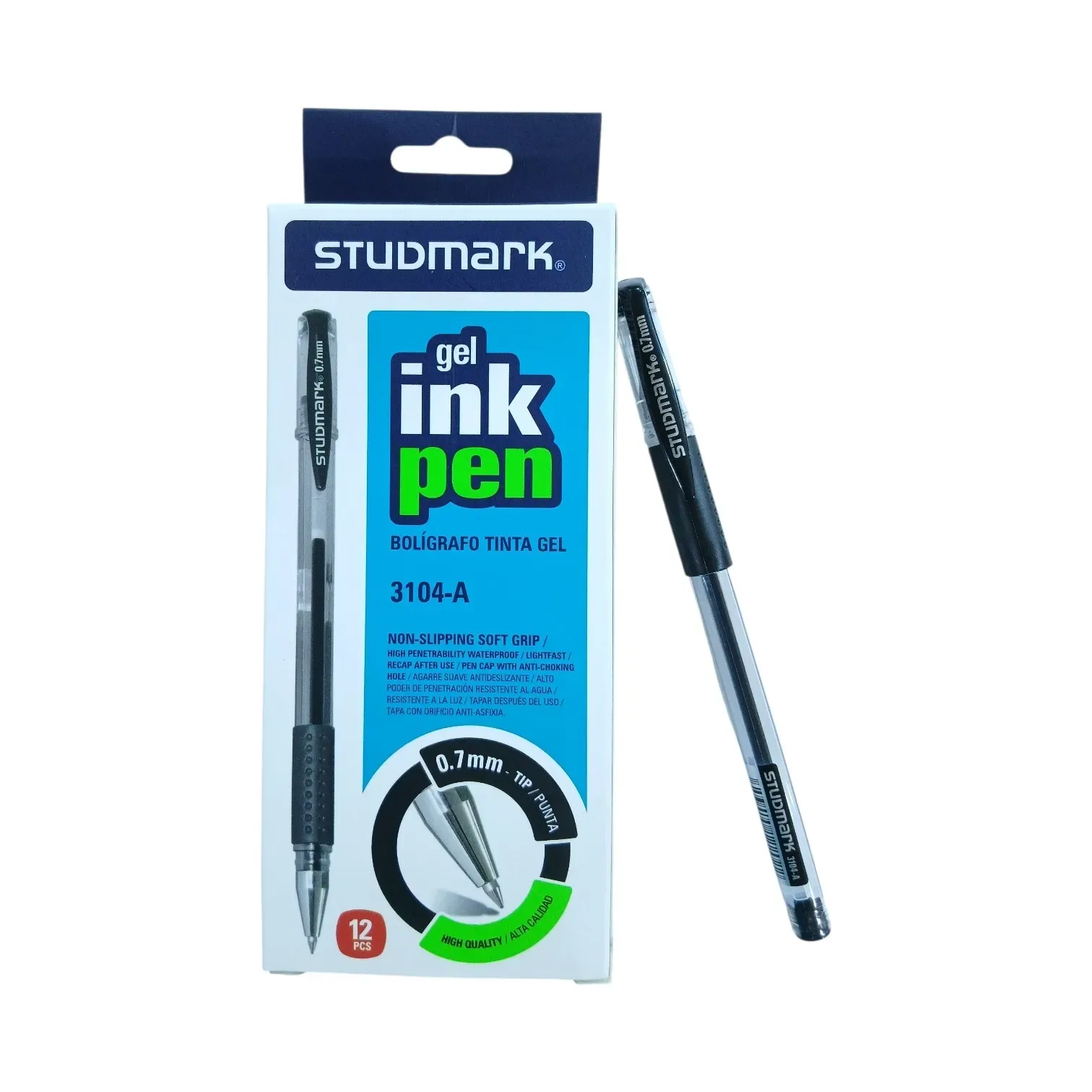 Caja de bolígrafos en gel negros 0,7mm Studmark®