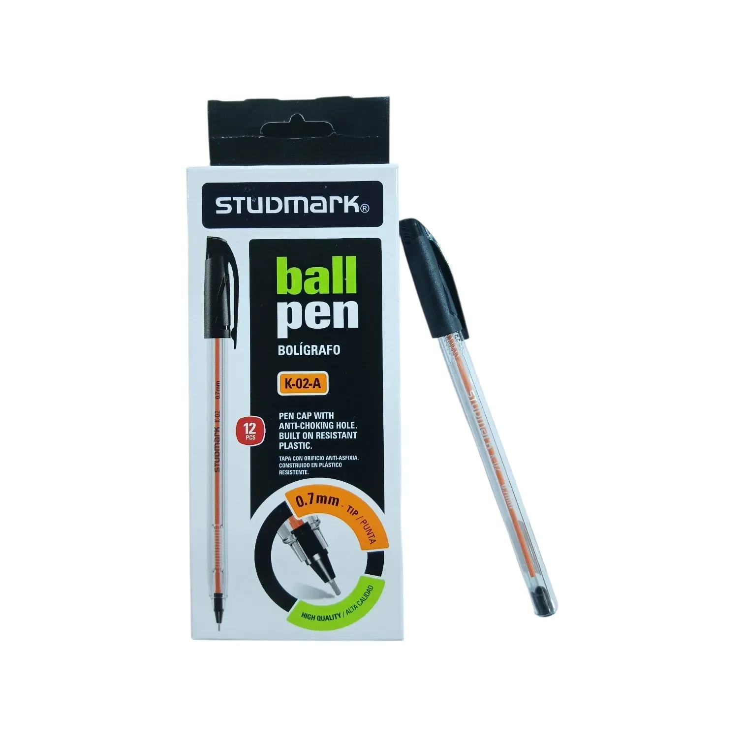 Caja de bolígrafos negros 0,7mm Studmark®