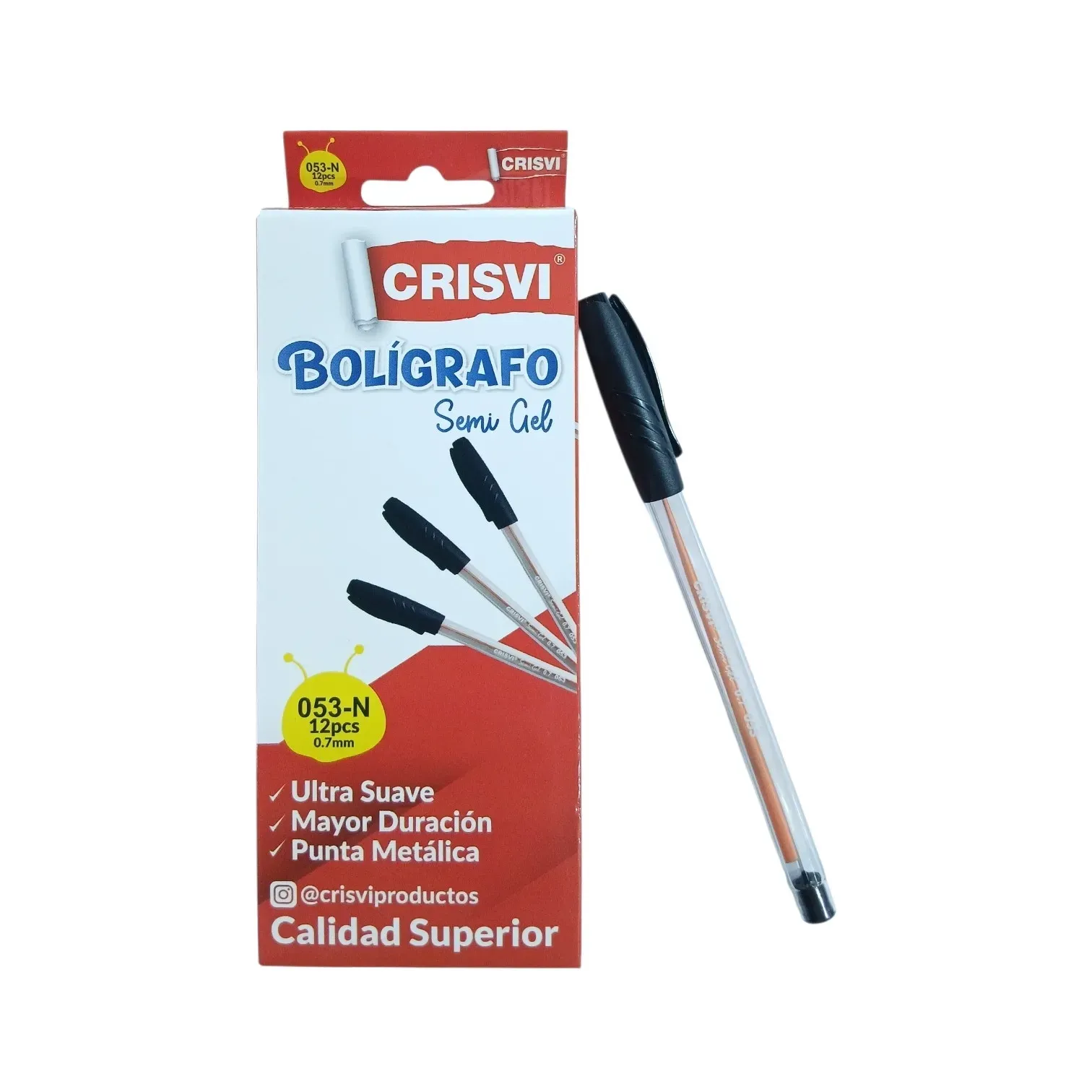 Caja de bolígrafos semi gel negros 0,7mm Crisvi®
