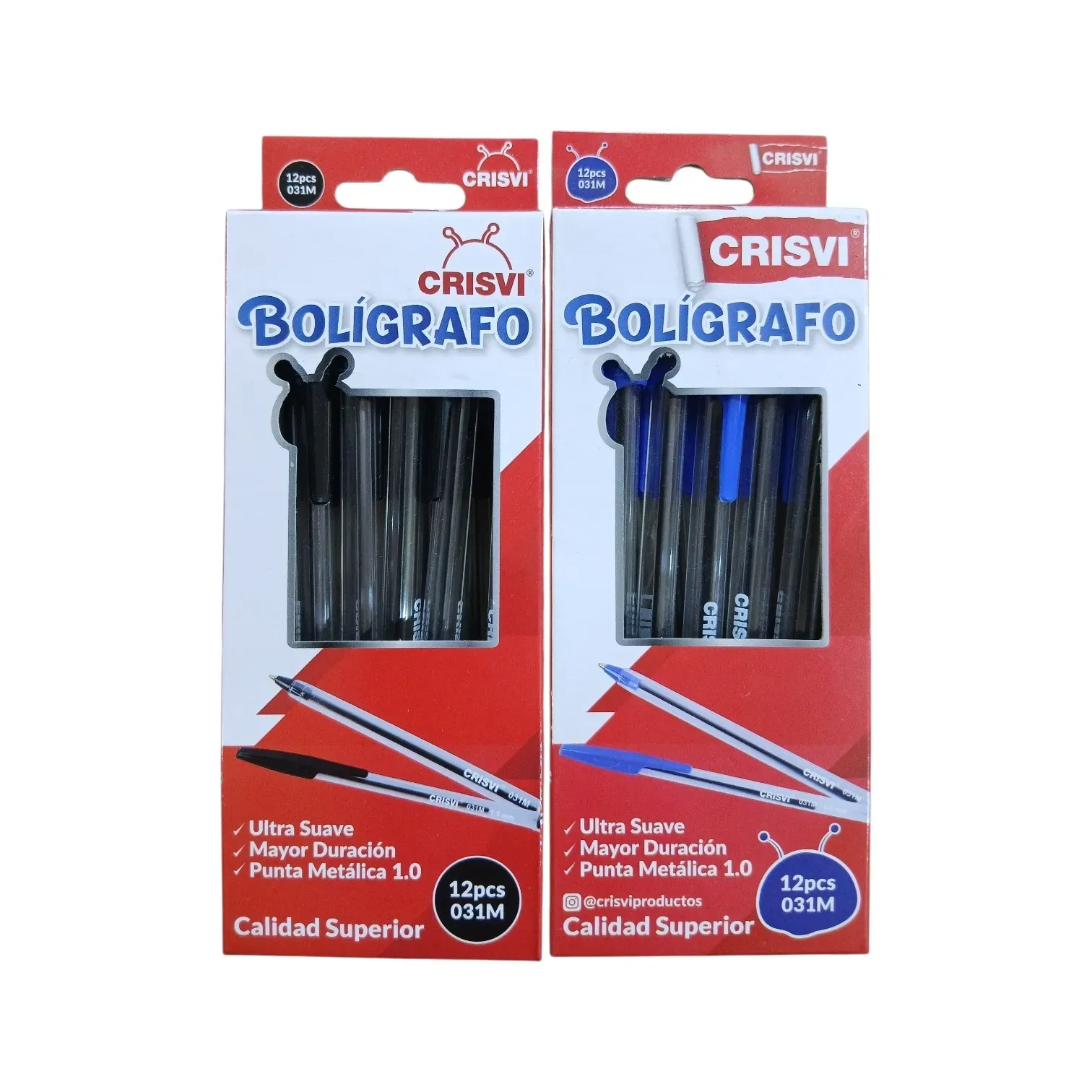 Caja de bolígrafos negro y azul 1.0mm Crivi®