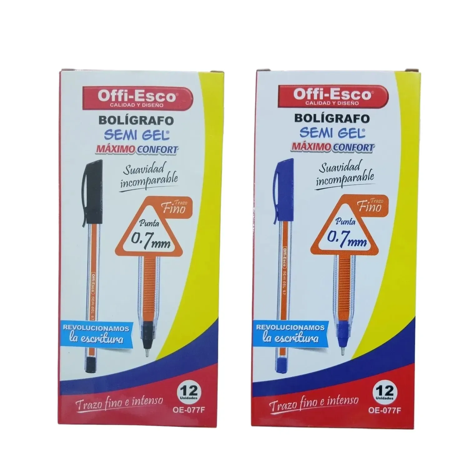 Caja de bolígrafos semi gel negro y azul 0,7mm Offi-Esco®