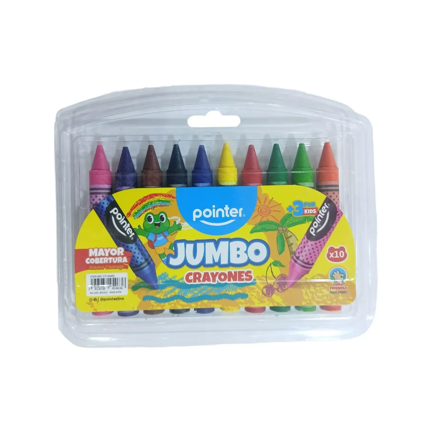 Crayones de cera jumbo de 10 colores Pointer®