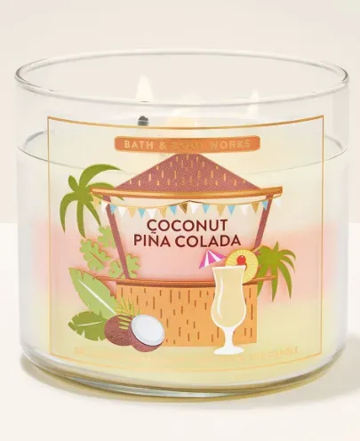 coconut piña colada vela 3 mechas