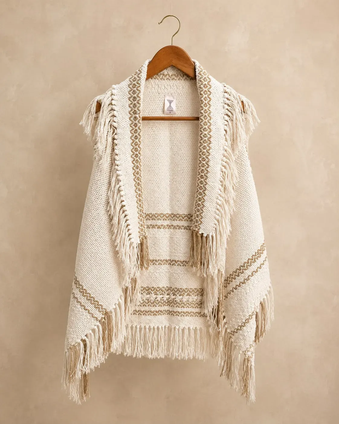 Chaleco flecos taupe