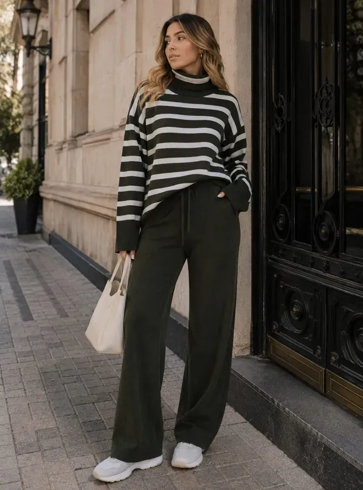 Conjunto buso cuellos alto y pantalónen hilo premium