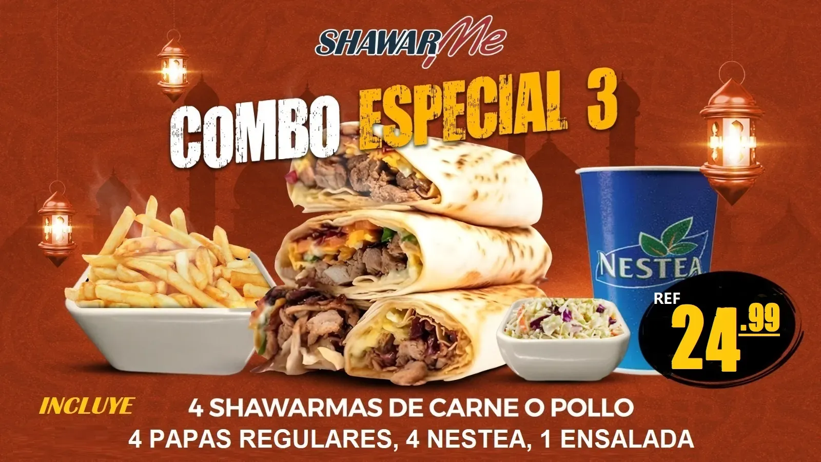 COMBO ESPECIAL 4 SHAWARMAS