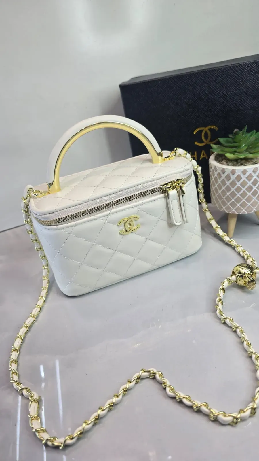 Bolso Vanity Acolchado Blanco