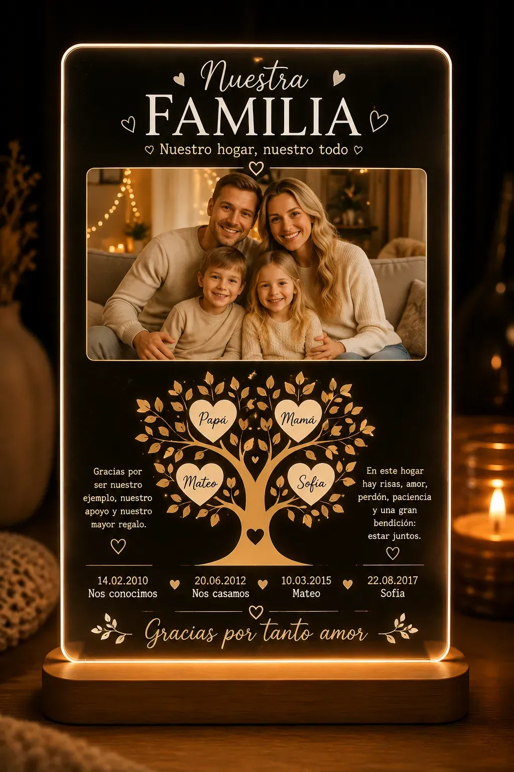 lampara personalizada familia