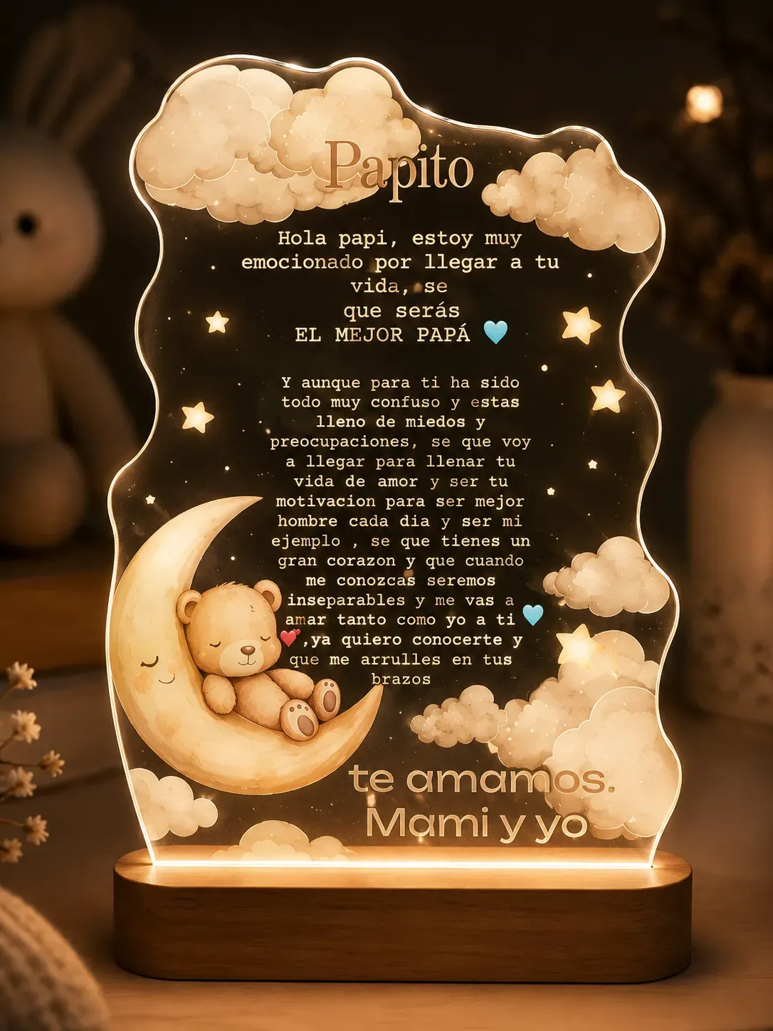 lampara personalizada revelacion de embarazo