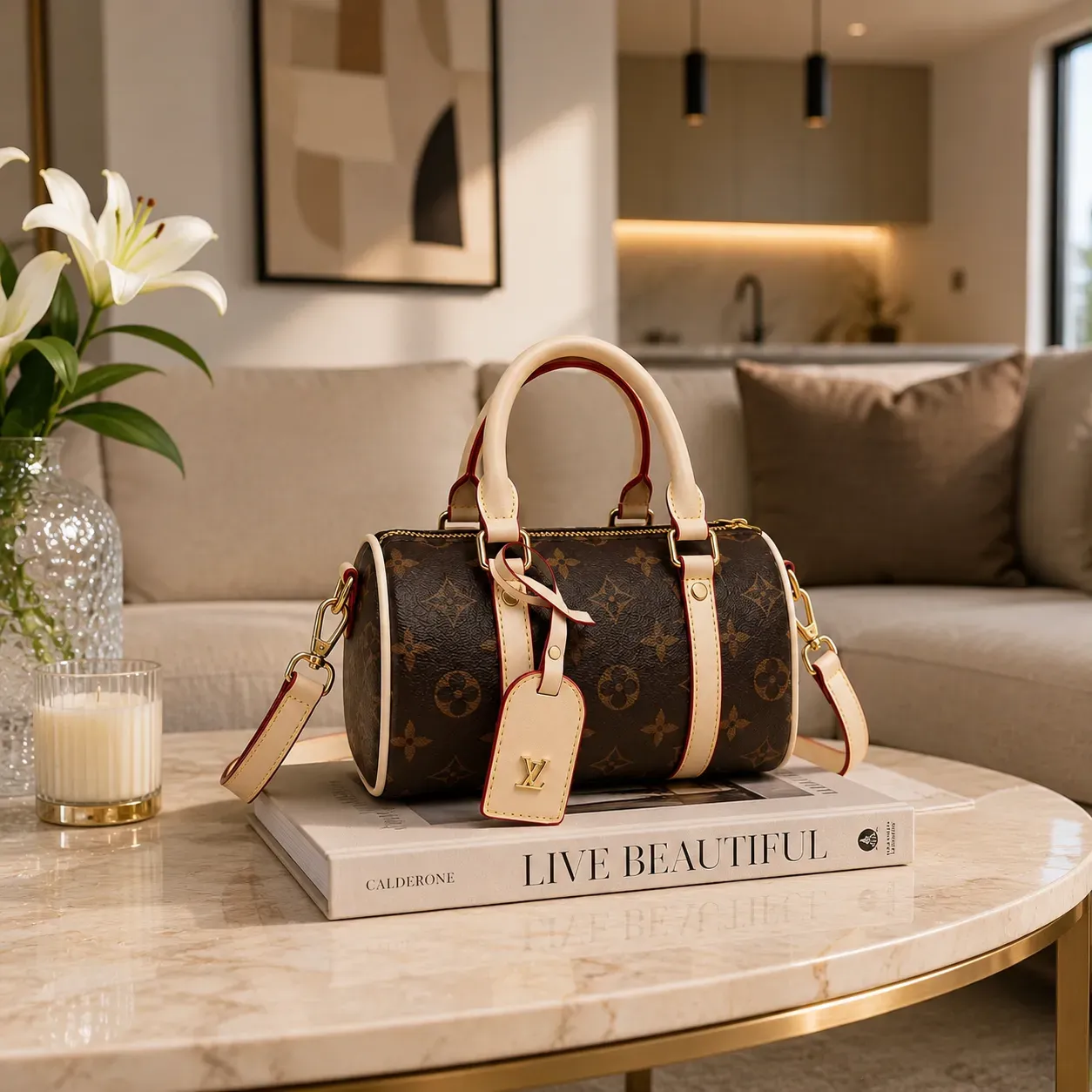Bolso Boston Monograma Beige
