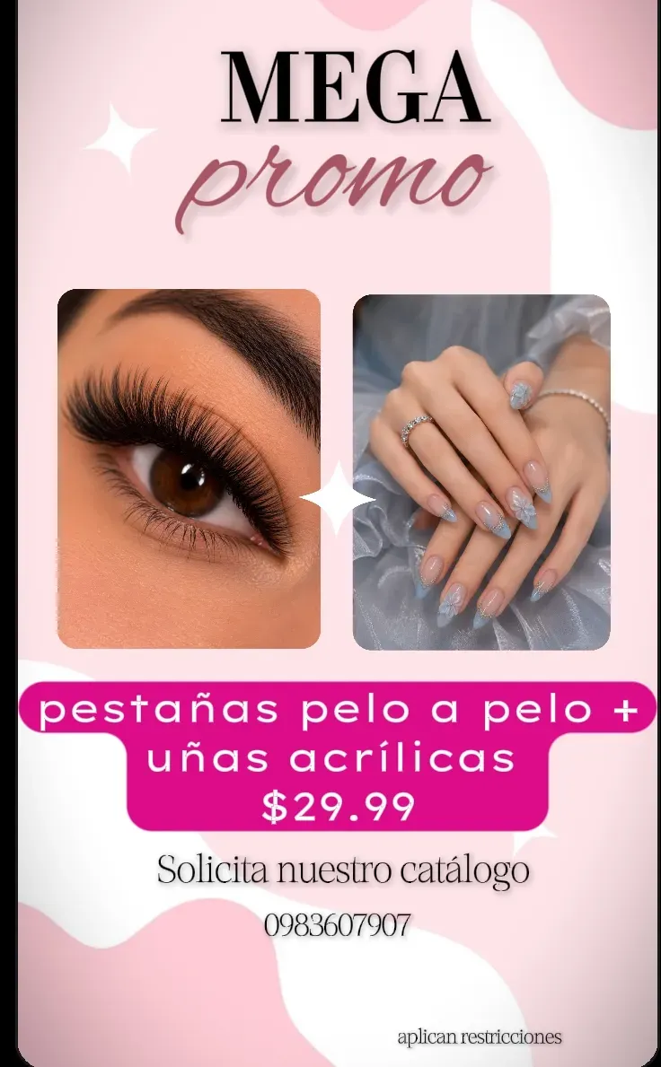 Pestañas pelo a pelo + uñas acrílicas