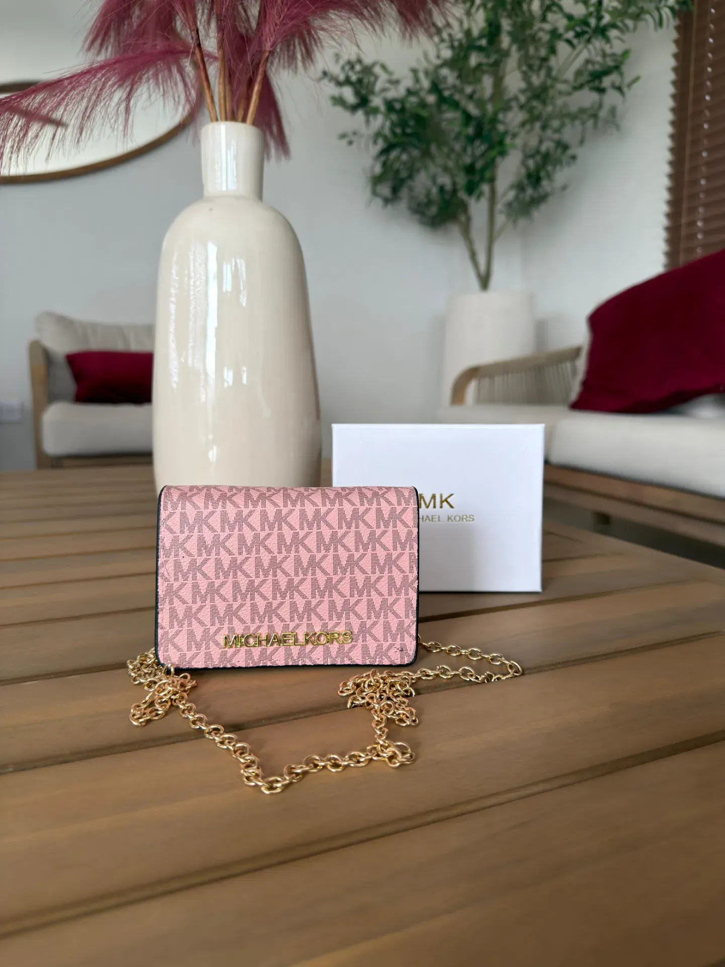 Bolso Crossbody / Clutch Michael Kors Monograma Rosa