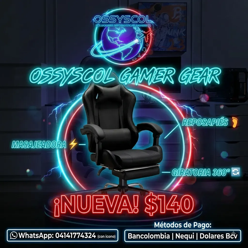 Silla de Escritorio Matrix Gamer Giratoria Masajeadora Reposapiés 53,5x129x64 cm Negra
