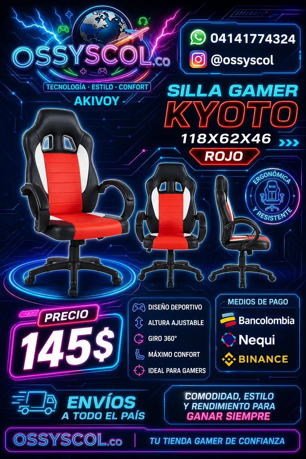 Silla Gamer Kyoto Rojo