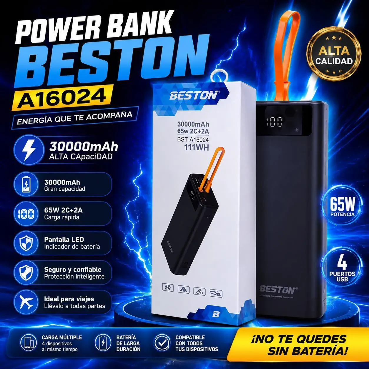 POWER BANK BESTON 30.000 MAH