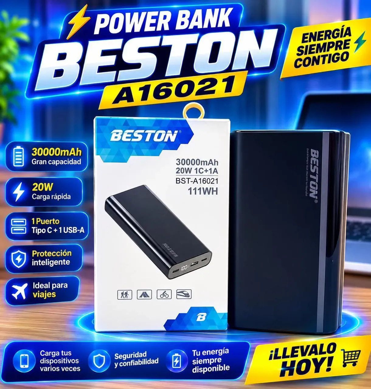 POWE BANK  BESTON 30.000 MAH