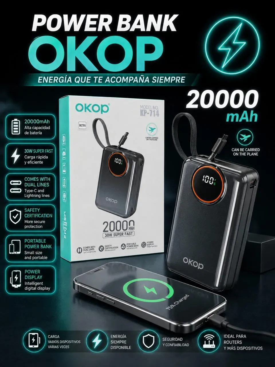 POWER BANK OKOP 20.000MAH