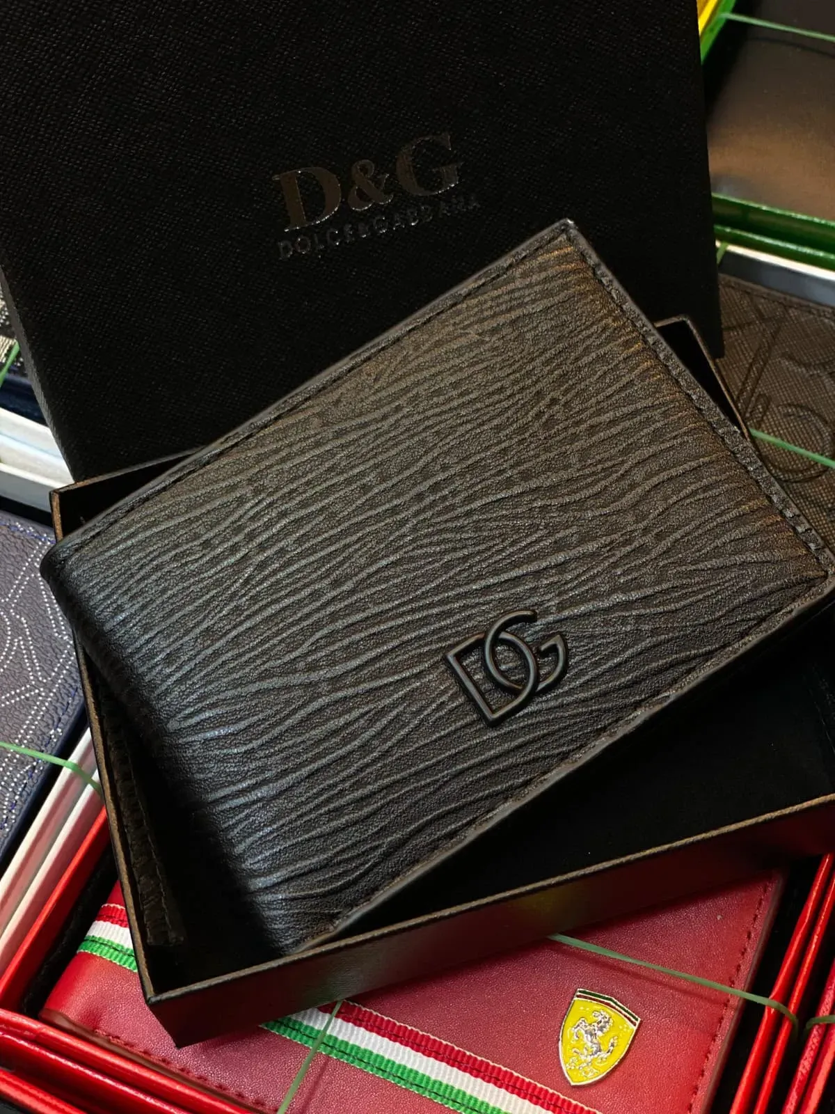 Billetera D&G Negra Texturizada con Logo
