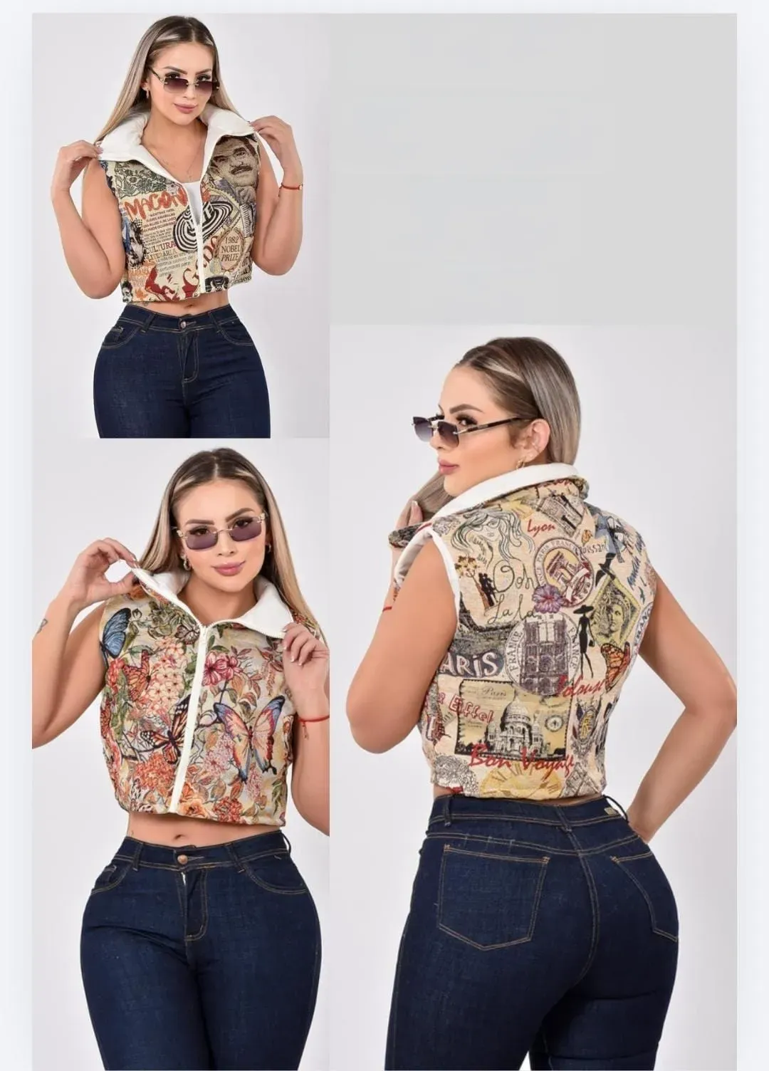 Chaleco tela bordado