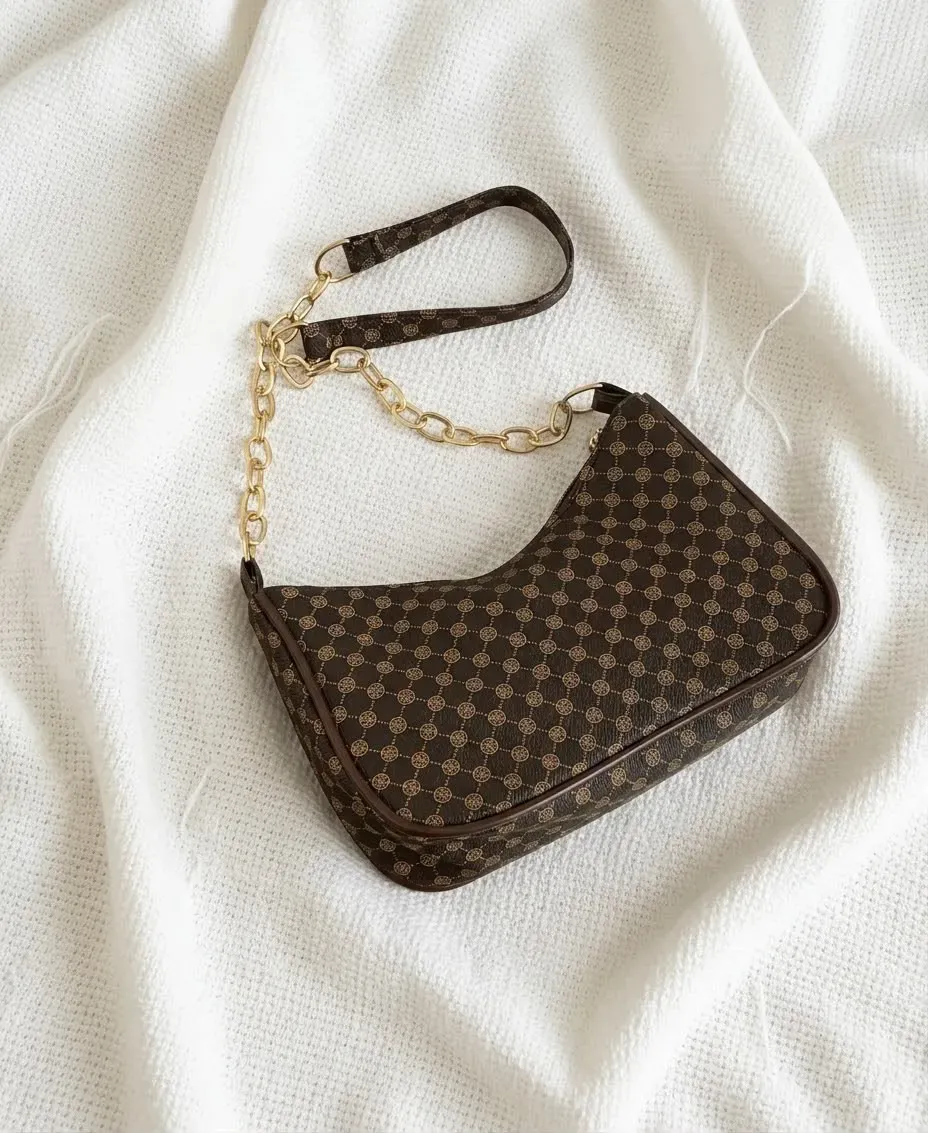 BOLSO CON CADENA Y ESTAMPADO RETRO