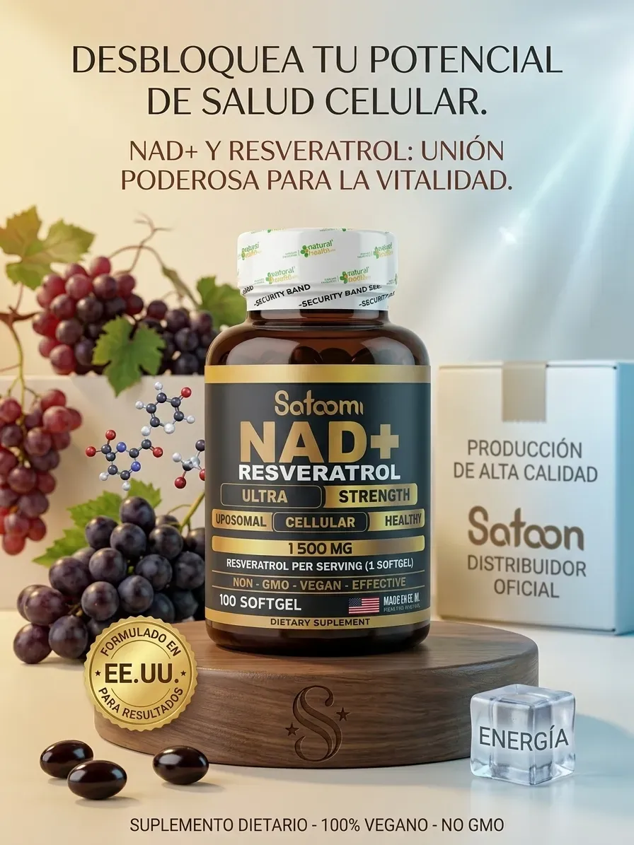 Suplemento Satoon NAD+ + Resveratrol Liposomal (100 Cápsulas Blandas)