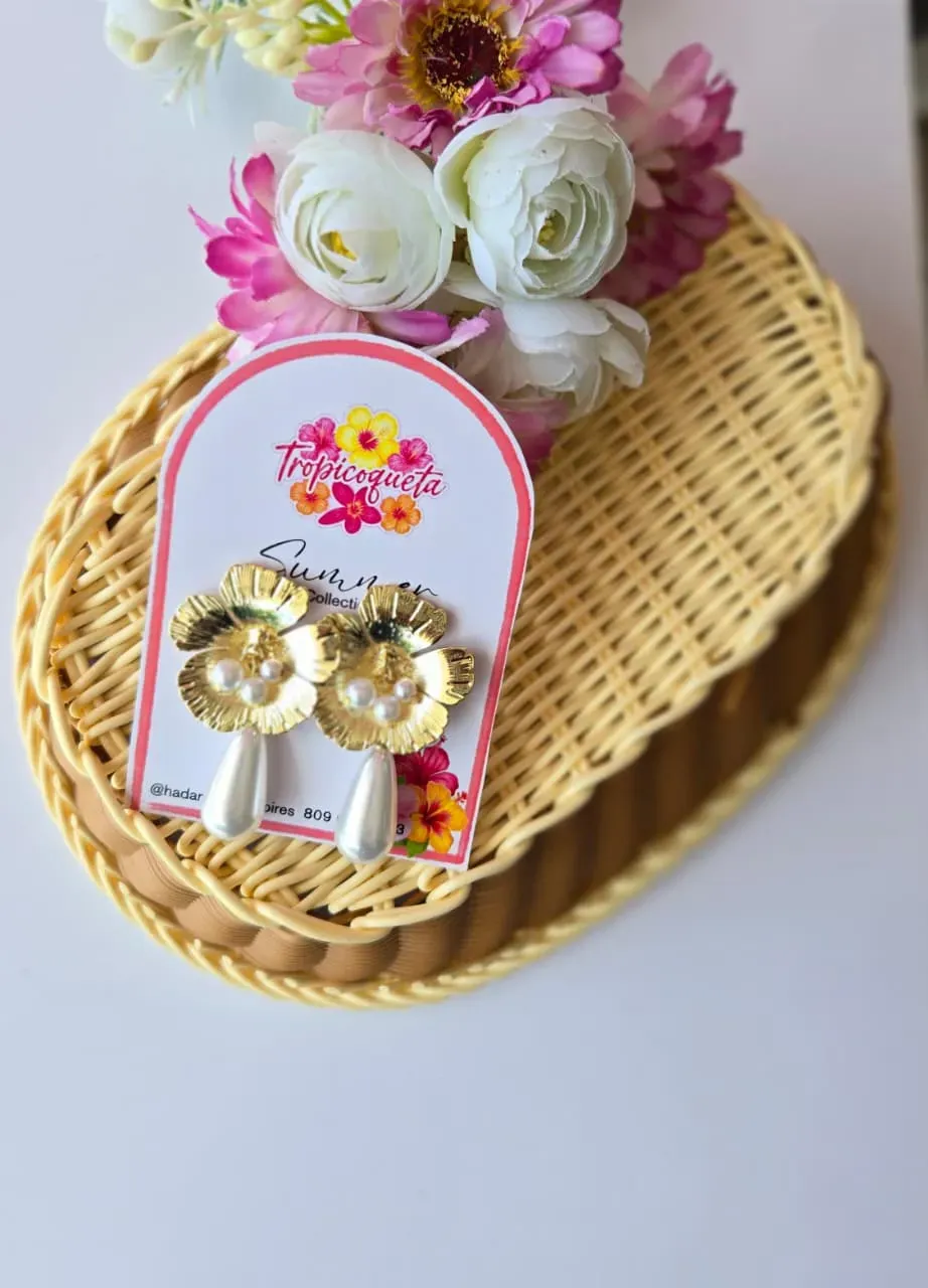 Aretes Rodinados Flor caida
