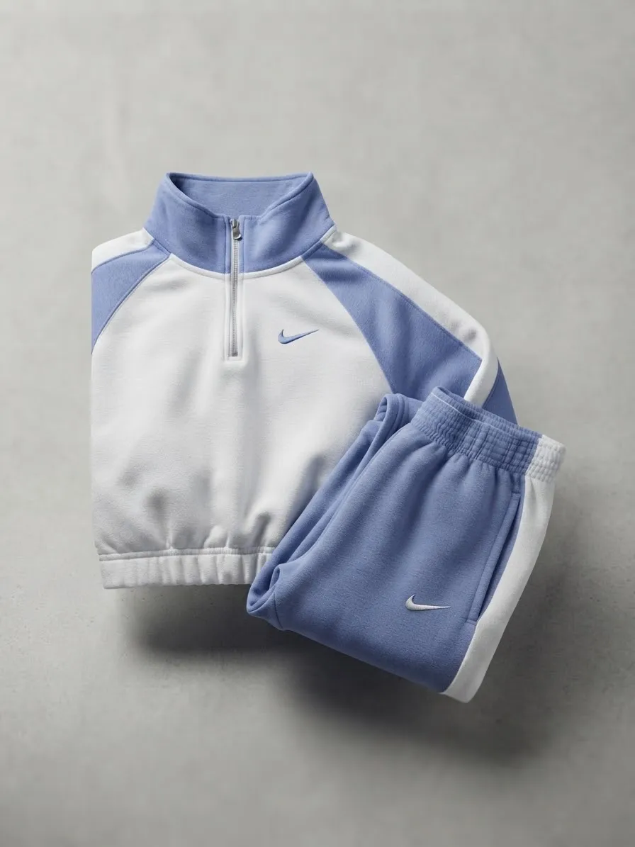 Conjunto Deportivo Urbano Half-Zip (Azul Lila y Blanco)