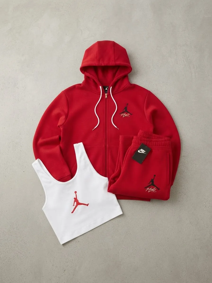 Conjunto Urbano de 3 Piezas (Hoodie Full-Zip, Jogger & Crop Top)