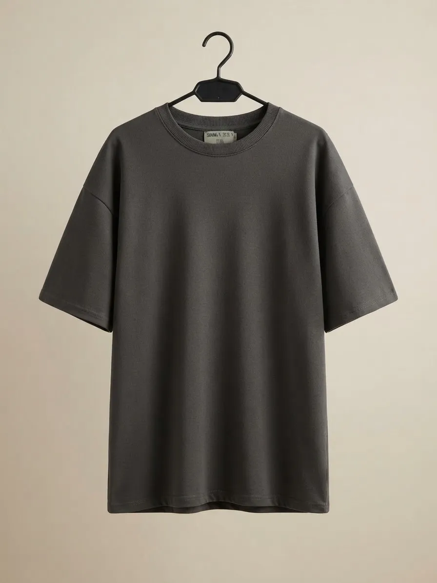 Camiseta Oversize - Gris Carbón
