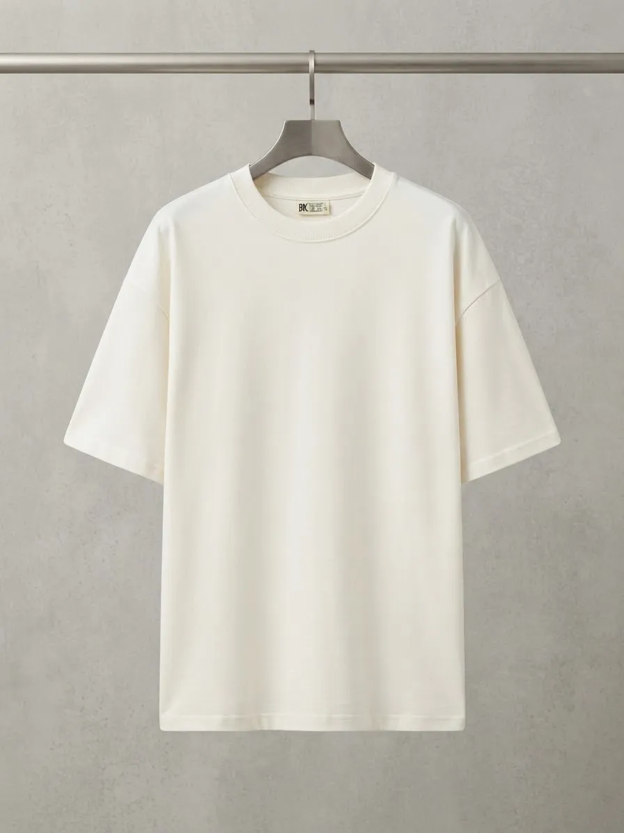 Camiseta Oversize Lisa - Marfil / Crudo