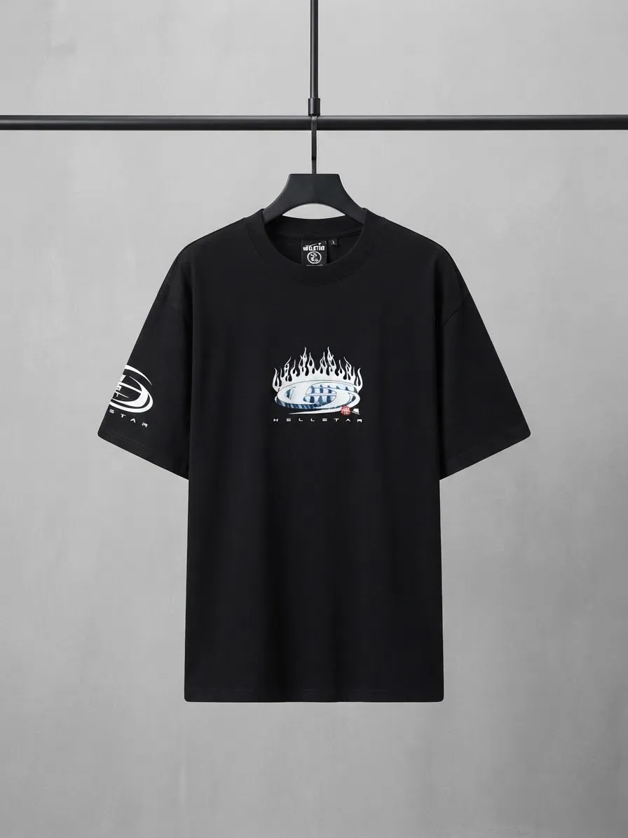 Camiseta Oversize Hellstar Flames - Negra