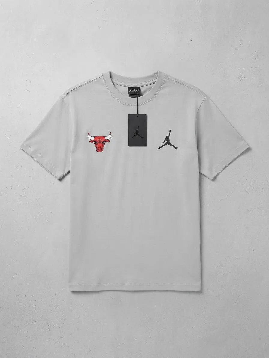 Camiseta Oversize Jordan x Chicago Bulls - Gris Claro