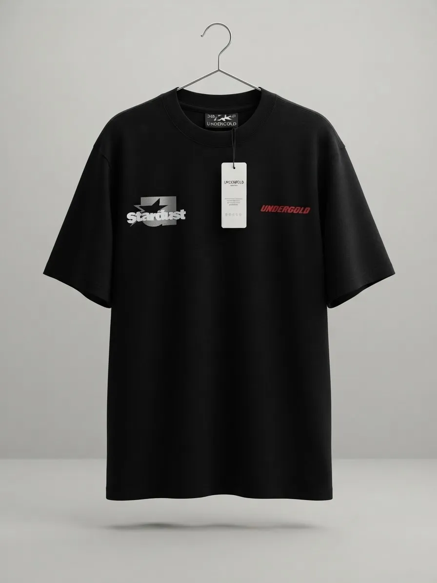 Camiseta Oversize "Stardust" Undergold - Negra