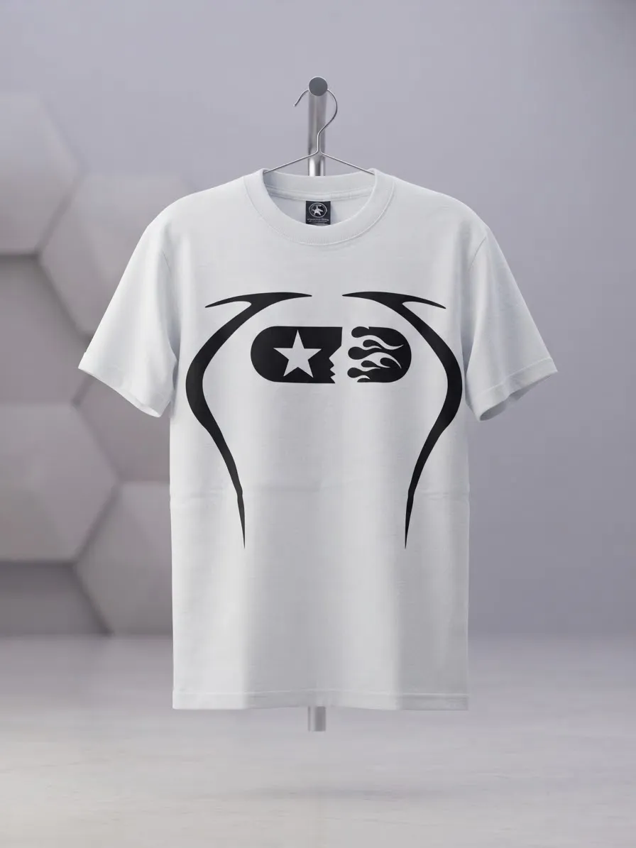Camiseta Hellstar Oversize Gráfica Tribal - Blanca
