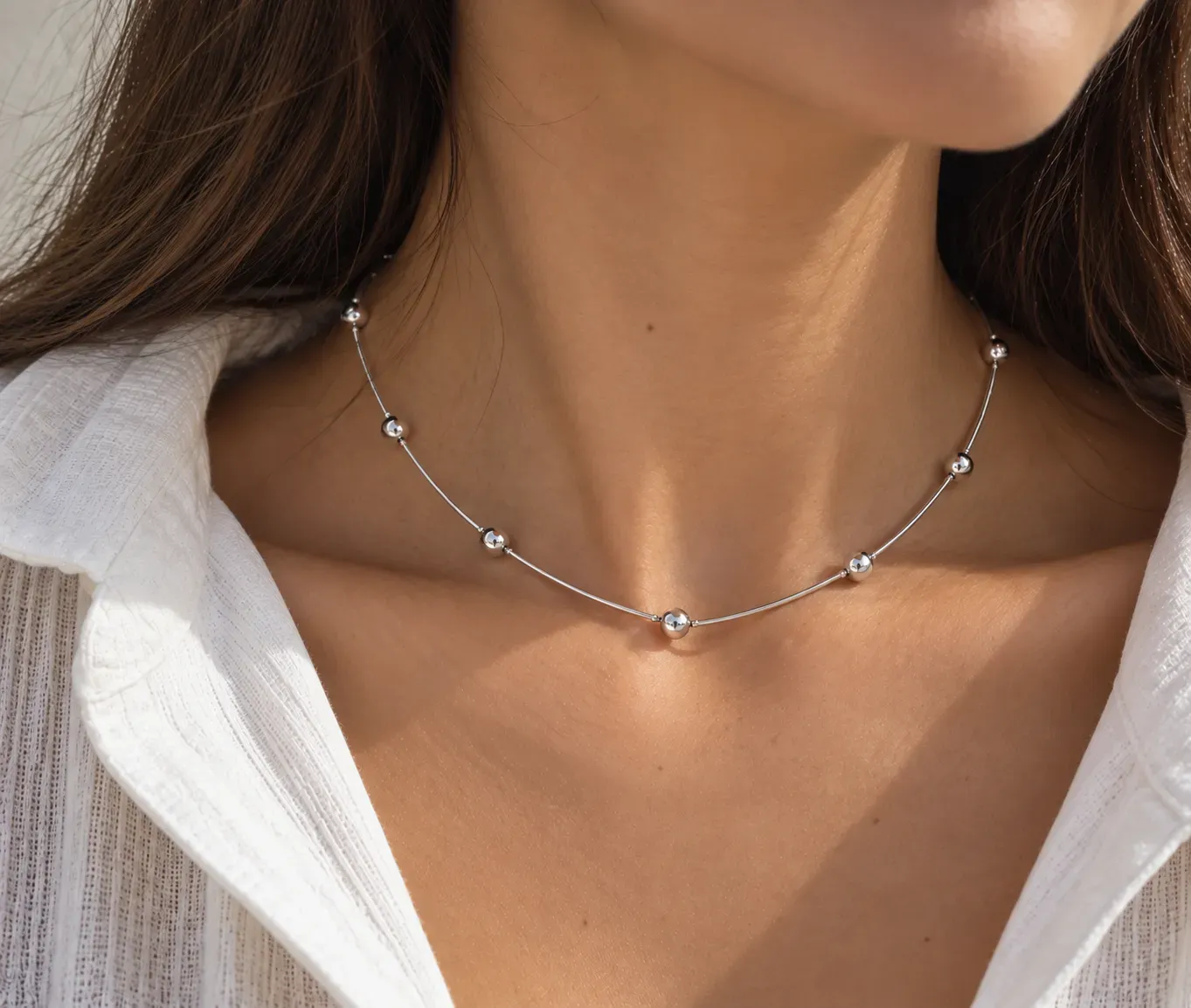 25-Collar bolitas silver