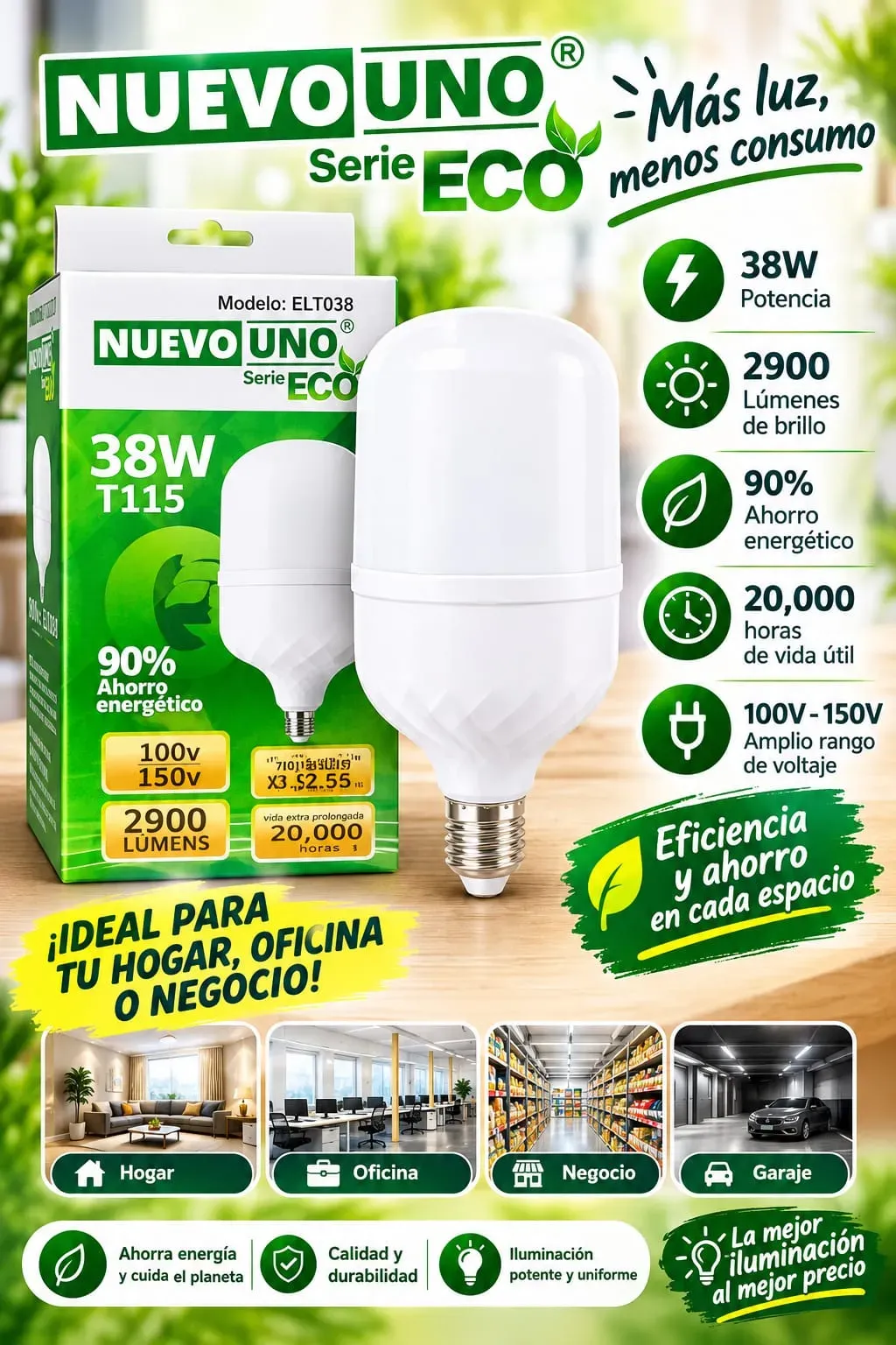 SERIE ECO FOCO LED 120V 38W ELT038