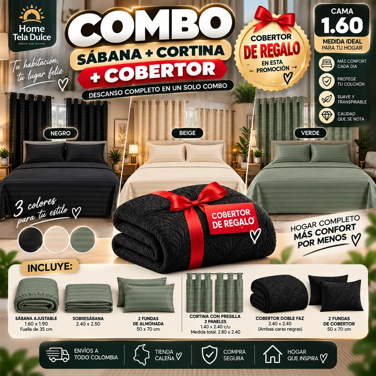 Sabana Cortina Cobertor 1.60
