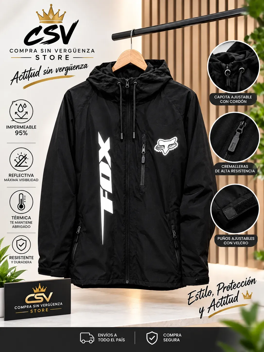Chaqueta térmica-reflectiva-impermeable