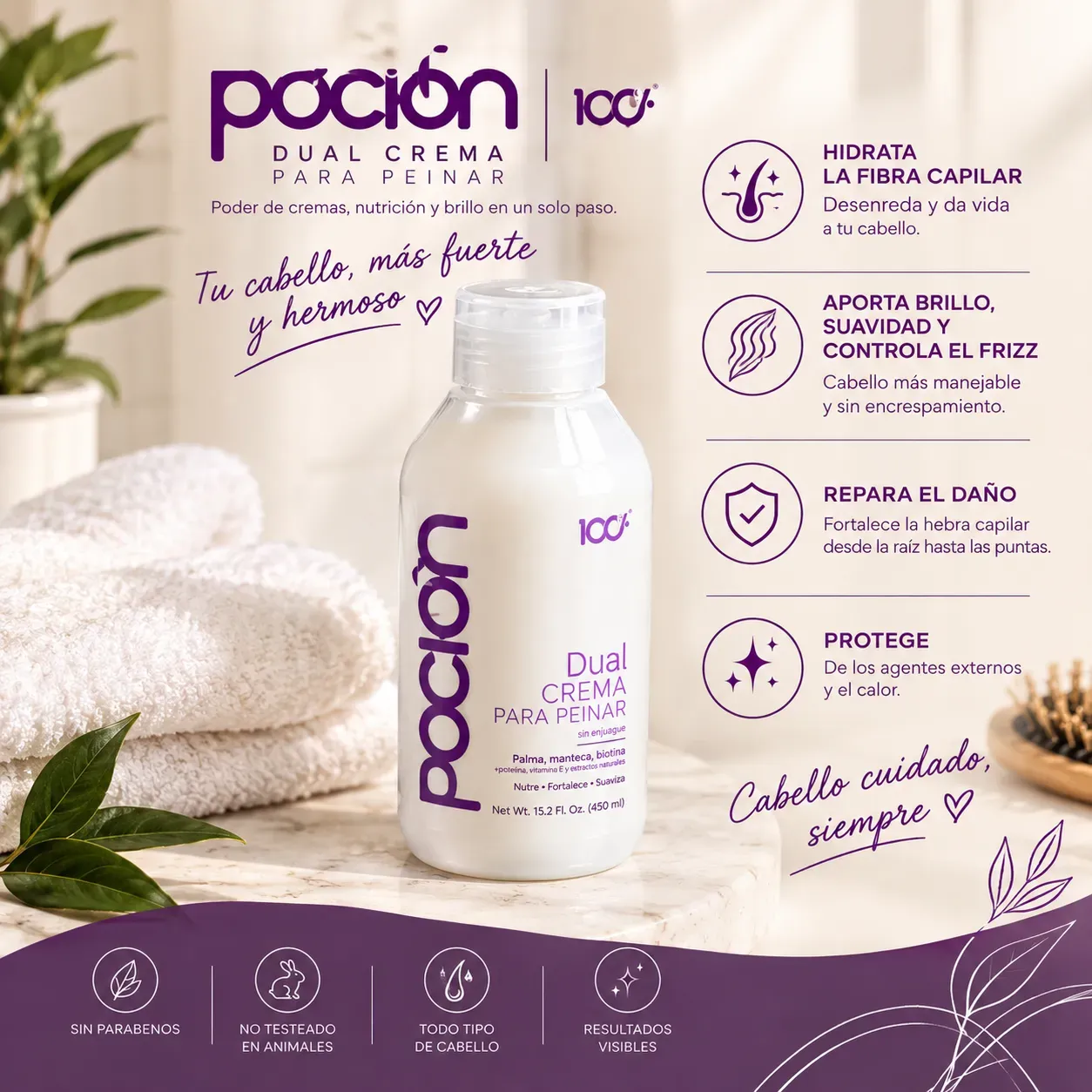 Crema para peinar dual