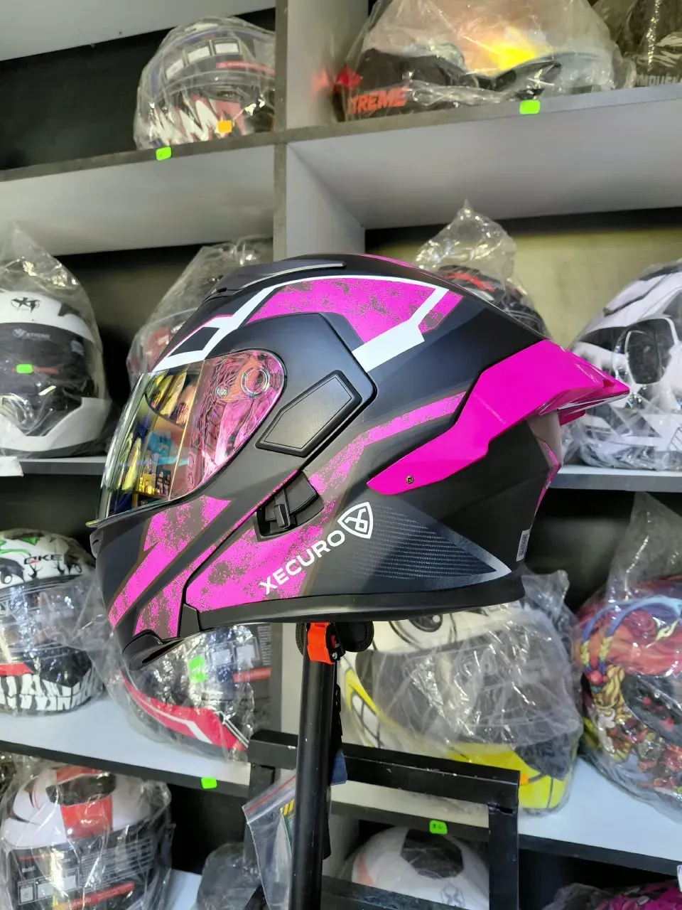 CASCO XEGURO XR920 NEGRO ROSA MATE VISOR ROSA DOT M