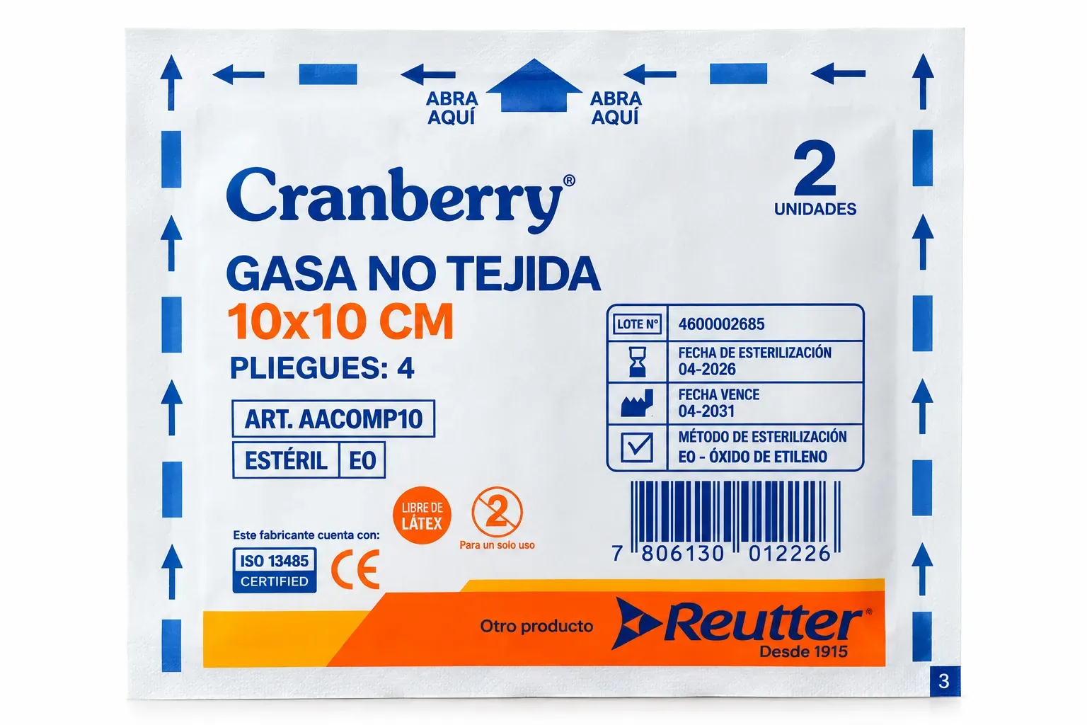 Gasa no tejida 10x10cm
