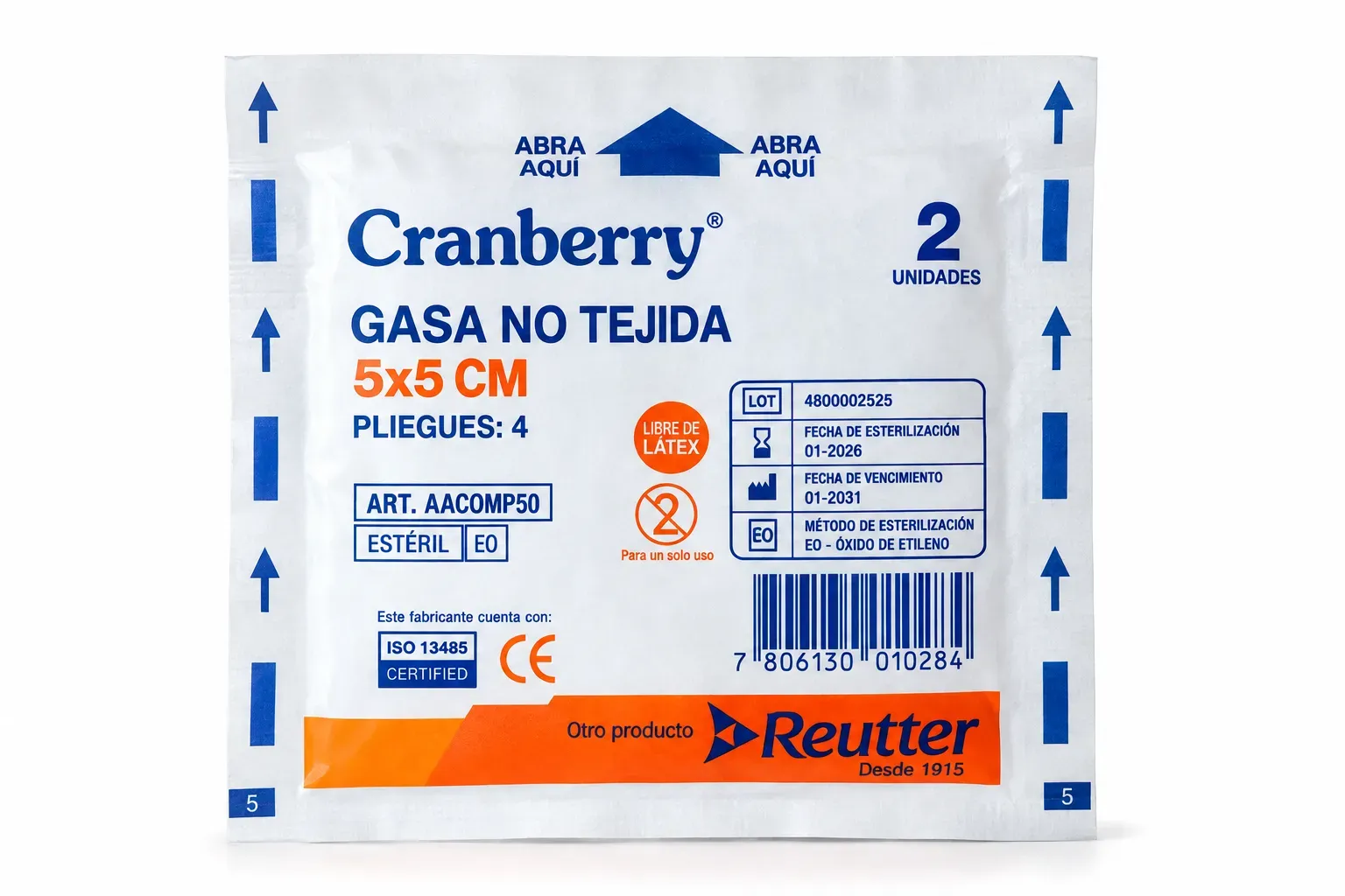 Gasa no tejida 5x5cm unidad
