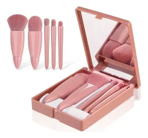 Kit Mini Brochas Maquillaje 5 Piezas Espejo