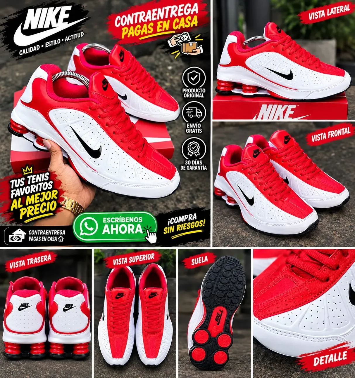Tenis Nike importados rojos con blanco