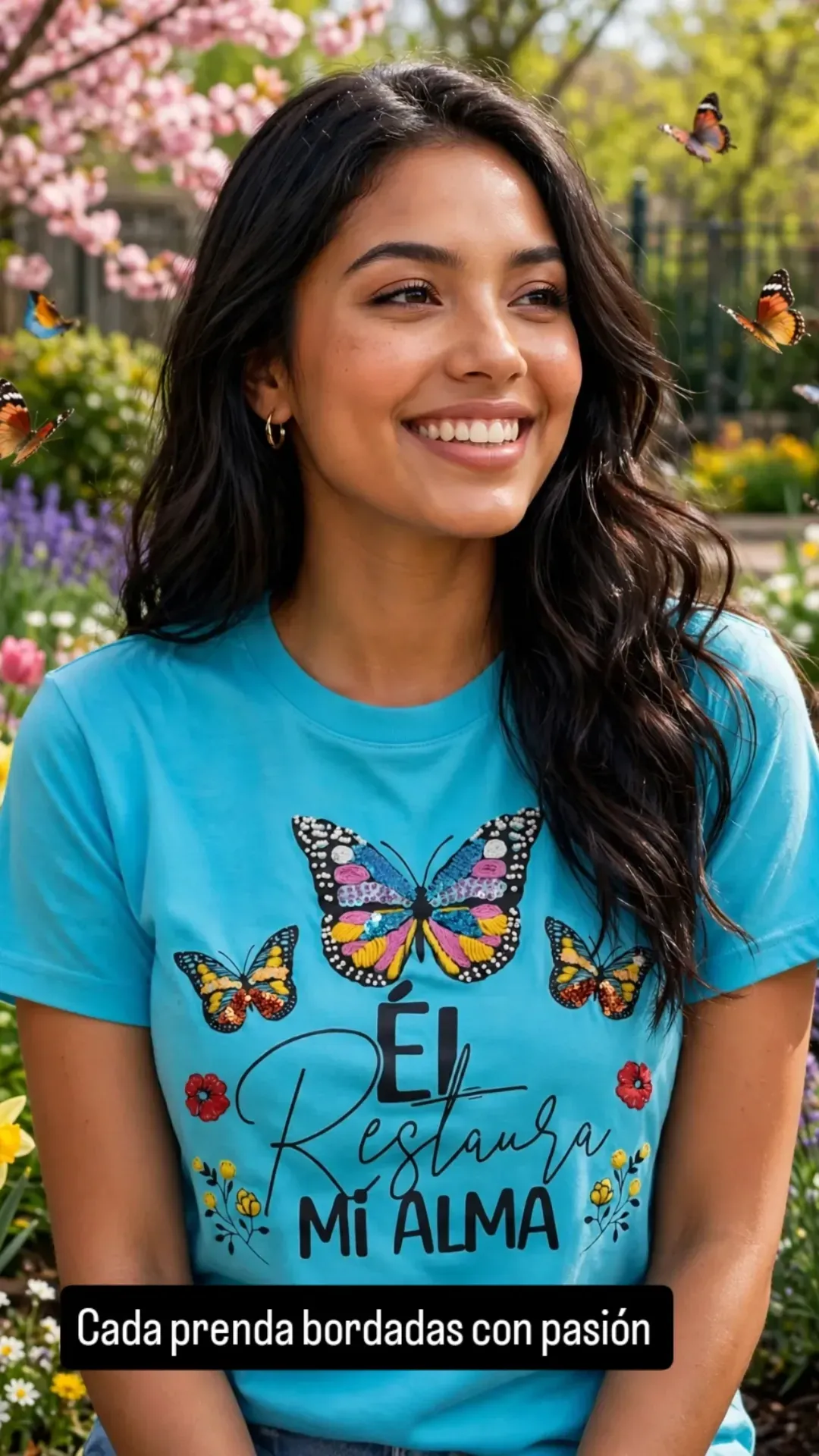 Camiseta algodón peruano con bordados 100% manuales