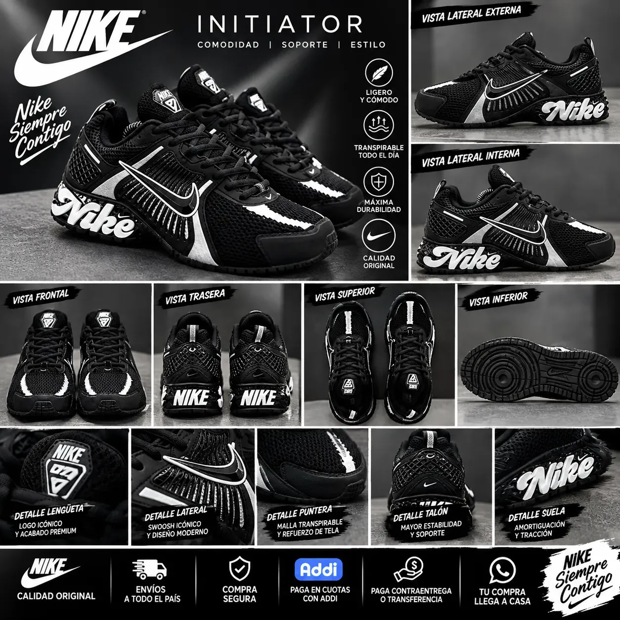 Los tenis urbanos blancos y negros importados