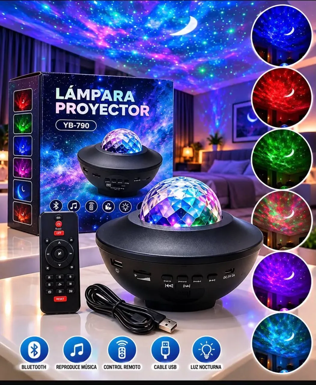 🌌✨ LÁMPARA PROYECTOR DE ESTRELLAS Y GALAXIAS