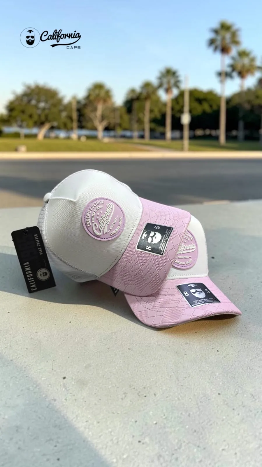 GORRA CALIFORNIA BEIGE/ROSA