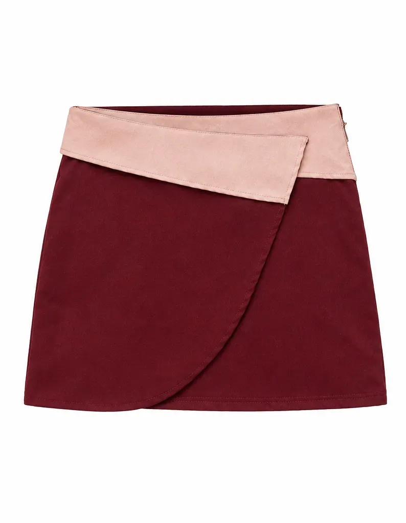 Falda merlot asimétrica