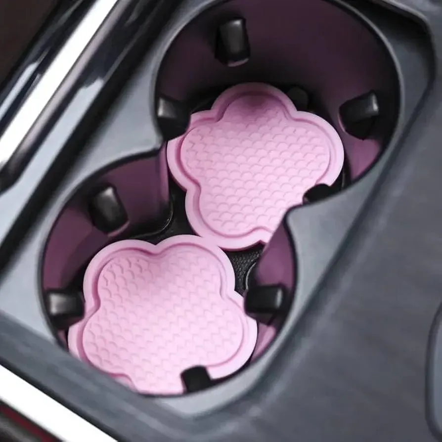 Posa vasos en forma de flor rosa